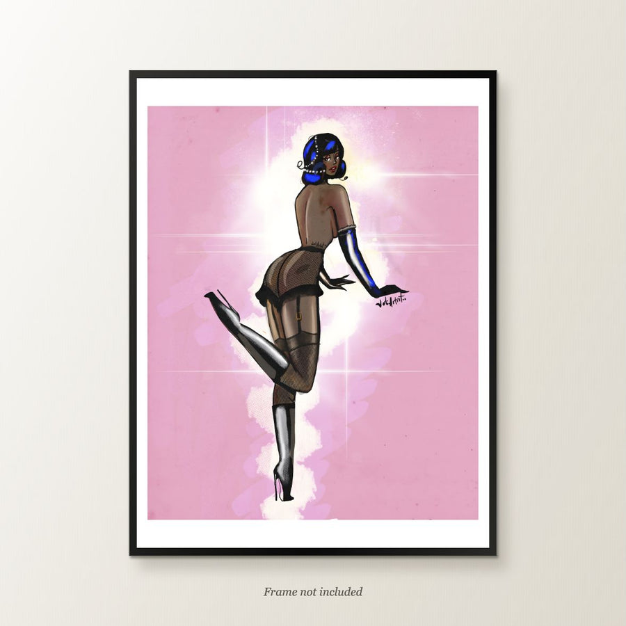 Flirt Harder - 12 x 16 inch framed mockup. Complete original artwork with smaller white margins. Frame not included.