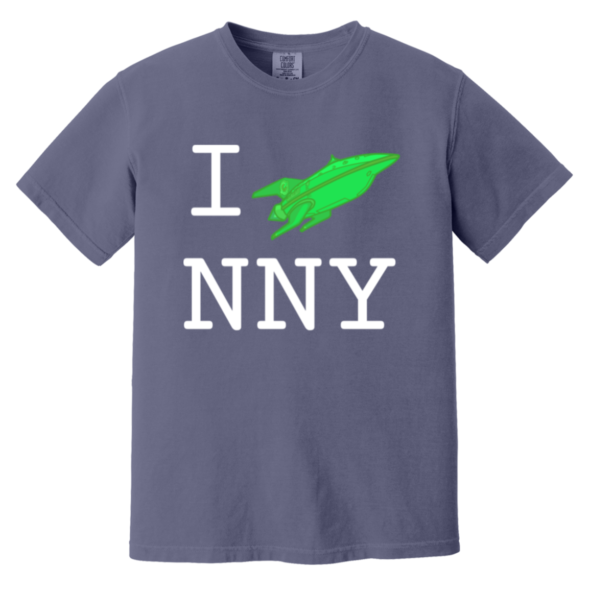 I Ship New New York — Grape Juice Comfort Colors1717, actual CustomCat print placement