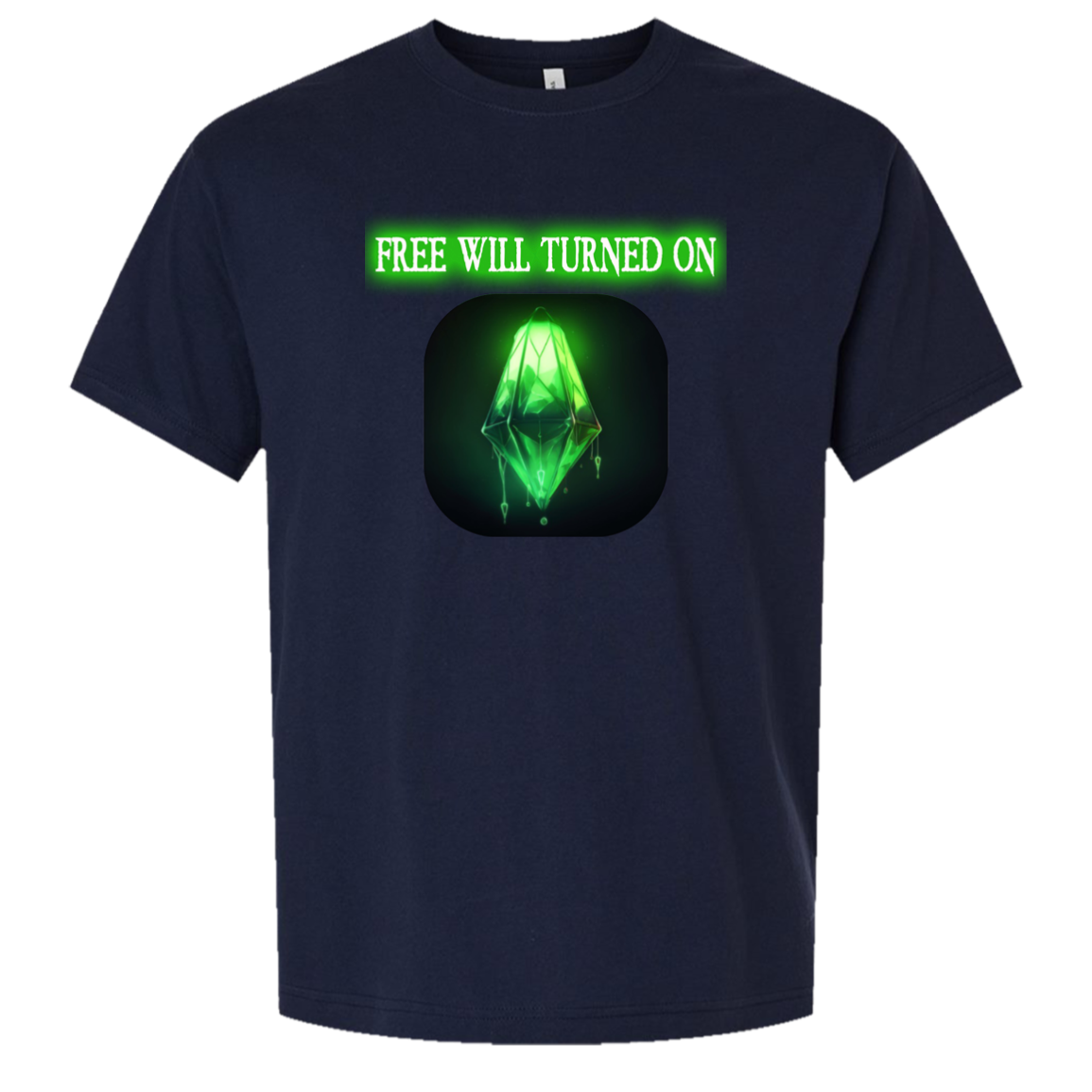 free in Navy — supplier render of corrected print placement