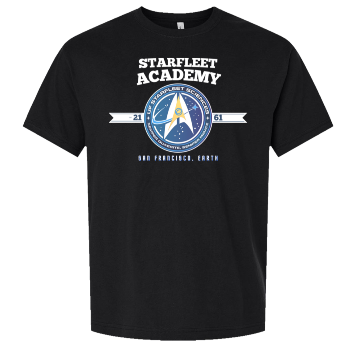 Spacetrek Academy - Oversized Tee — Bella + Canvas 3010 in Black