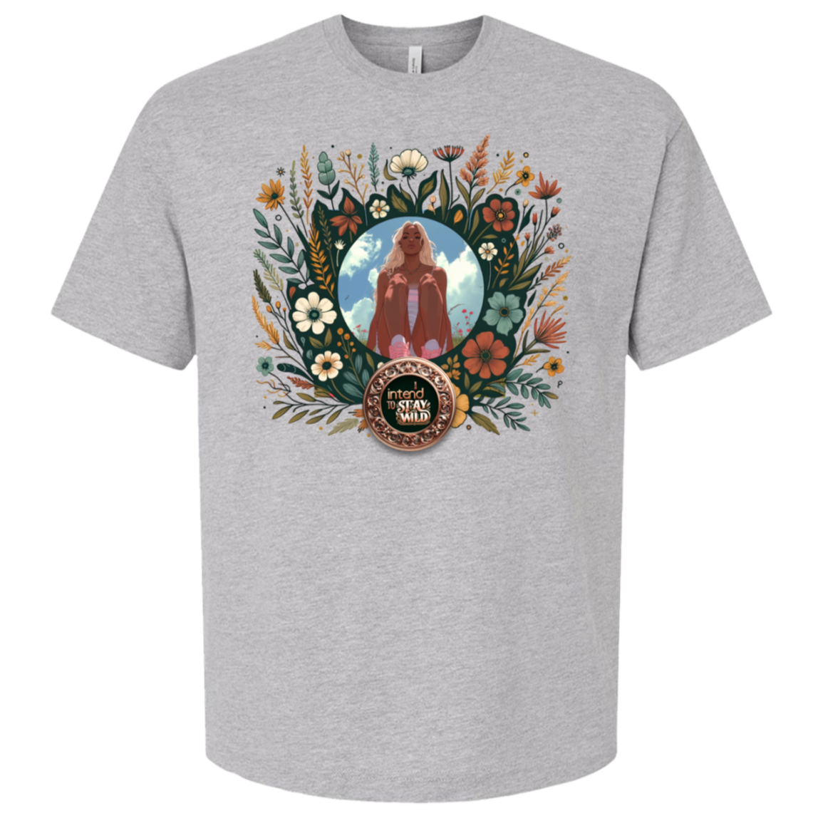 I Intend To Stay Wild oversized tee in Athletic Heather