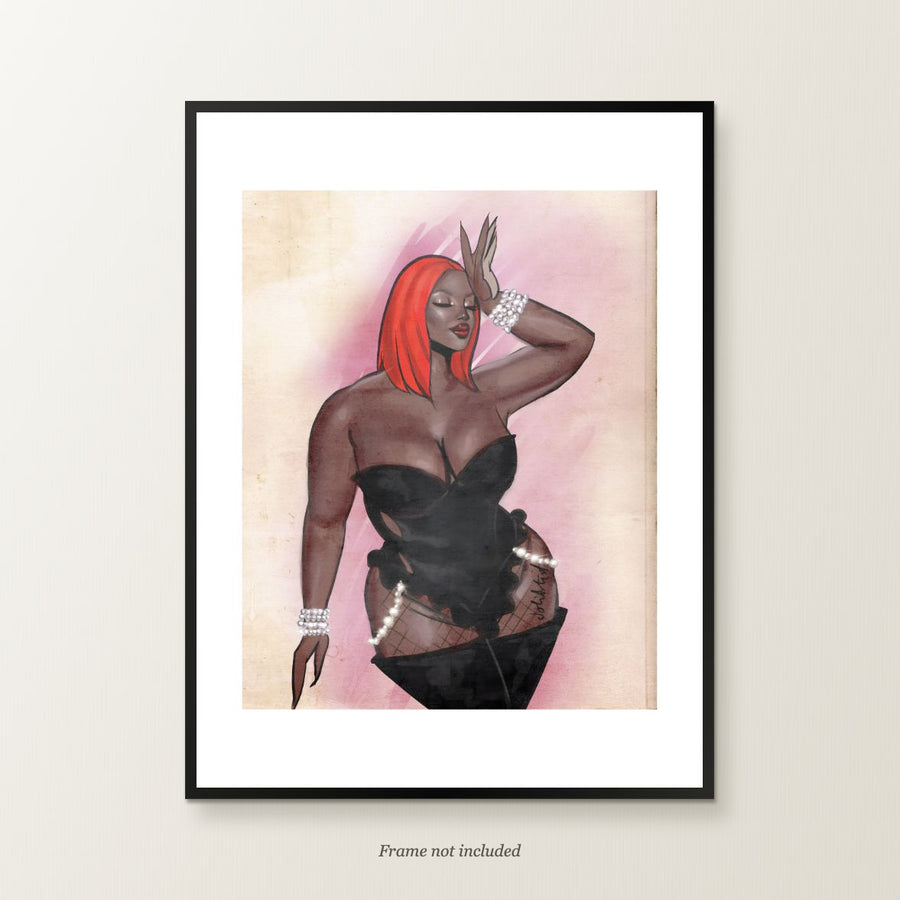 Serving body-ody-ody — 12 × 16 inch framed styling mockup. Frame not included.