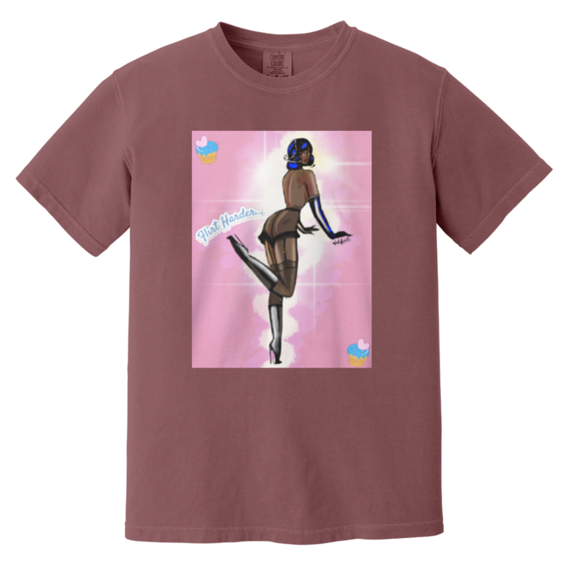 Flirt Harder! - Comfort Colors 1717 - Berry - exact saved CustomCat production render