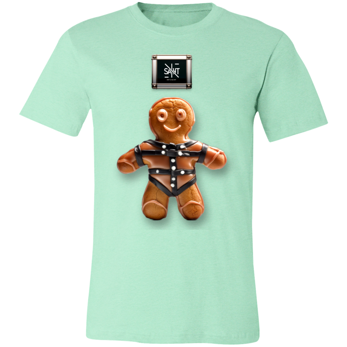 Cinna-Man in Chains™ — regular Bella + Canvas 3001C tee — Heather Mint