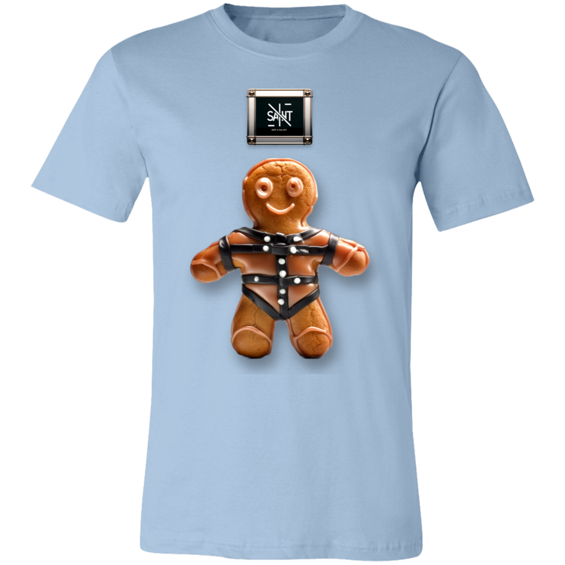 Cinna-Man in Chains™ — regular Bella + Canvas 3001C tee — Light Blue