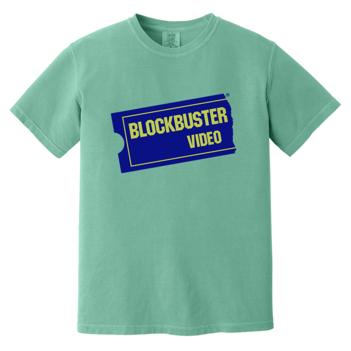 Blockbuster — Seafoam Comfort Colors1717, actual CustomCat print placement