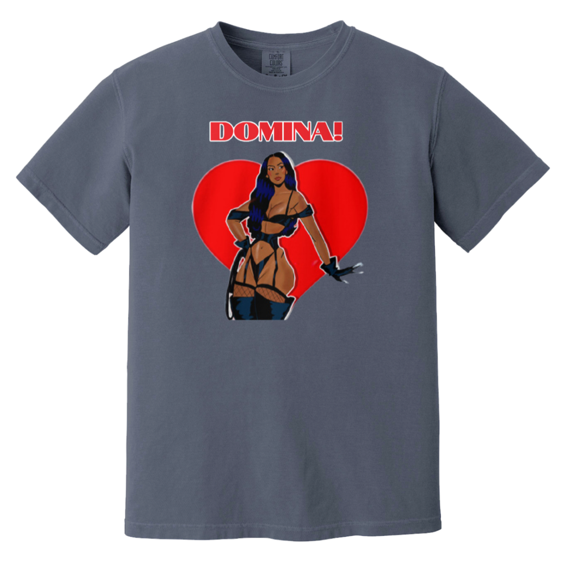 Domina - Comfort Colors 1717 - Denim - exact saved CustomCat production render
