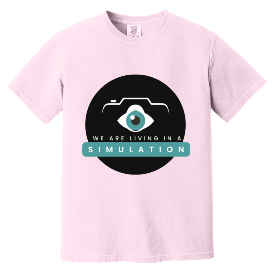 We Are In A Simulation — Blossom Comfort Colors1717, actual CustomCat print placement