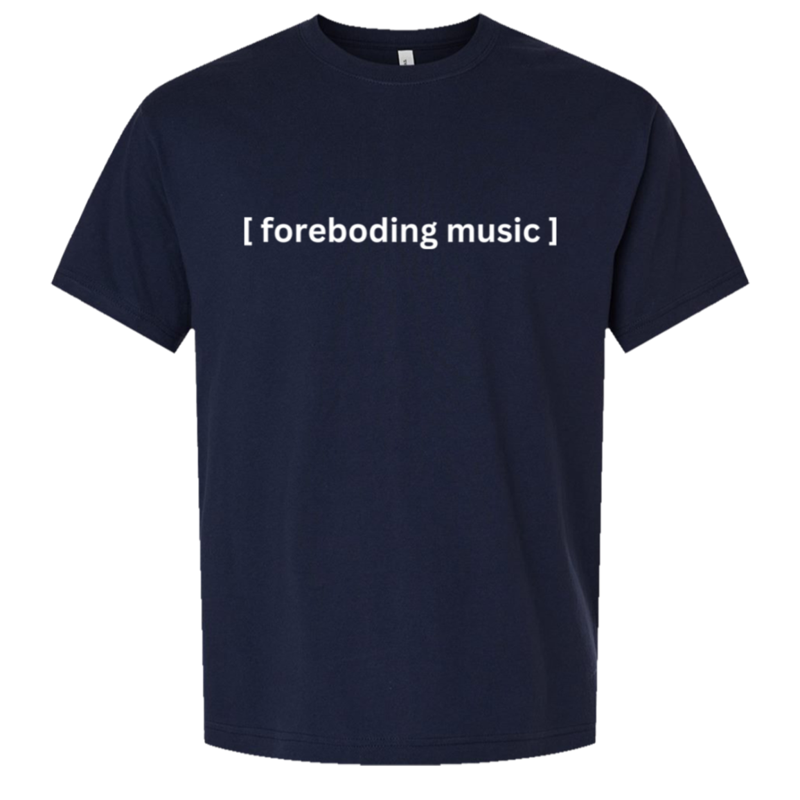 [Closed Captions] Foreboding Music - Unisex Oversized Boxy Tee — Navy, actual CustomCat production placement