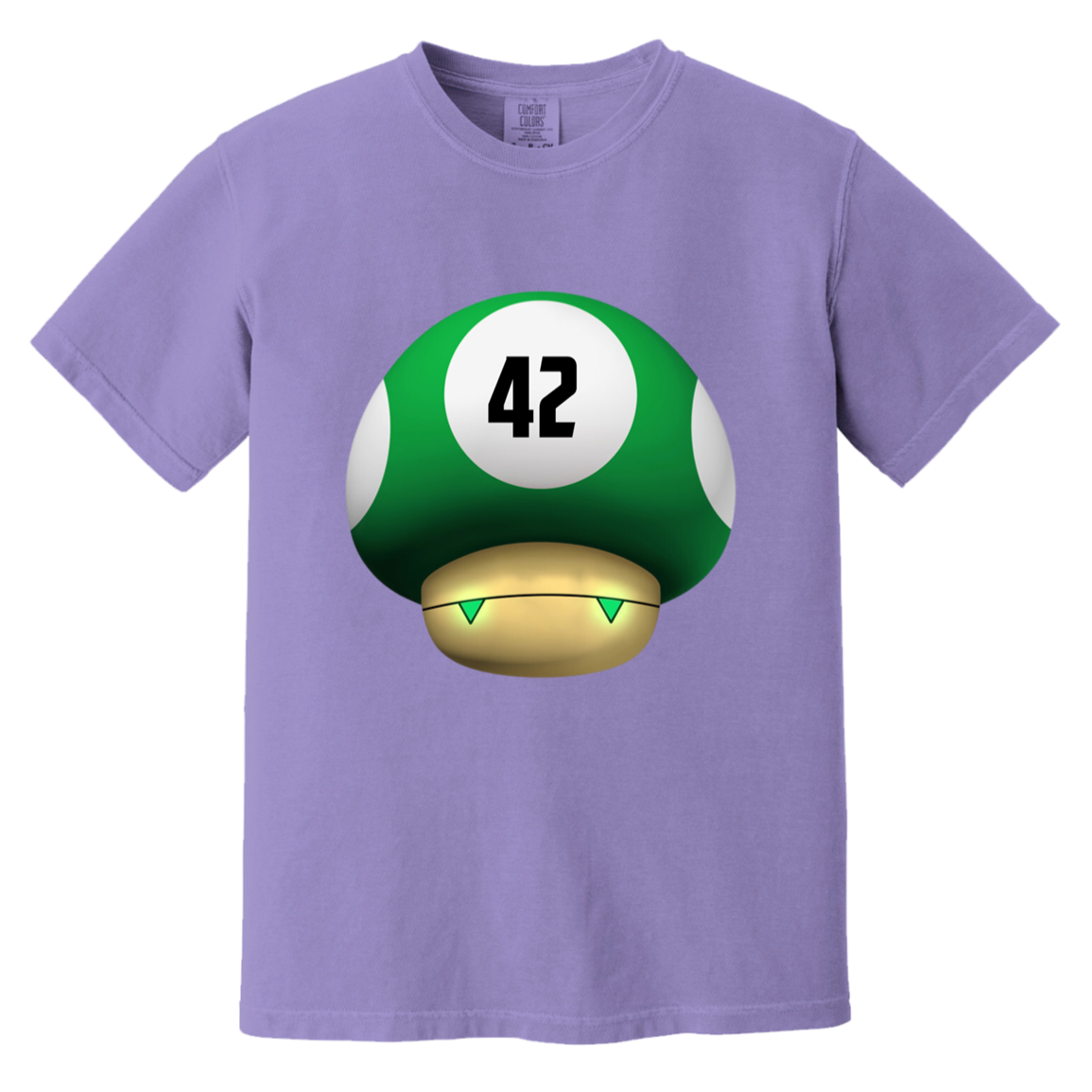 1UP 42 - The Answer To Life The Universe and Everything — Violet Comfort Colors1717, actual CustomCat print placement