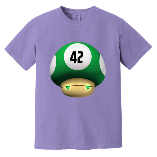 1UP 42 - The Answer To Life The Universe and Everything — Violet Comfort Colors1717, actual CustomCat print placement