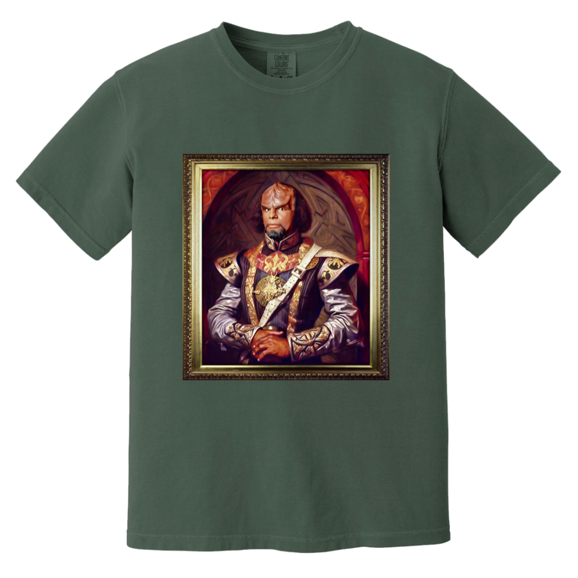 Renaissance Worf — Blue Spruce Comfort Colors1717, actual CustomCat print placement