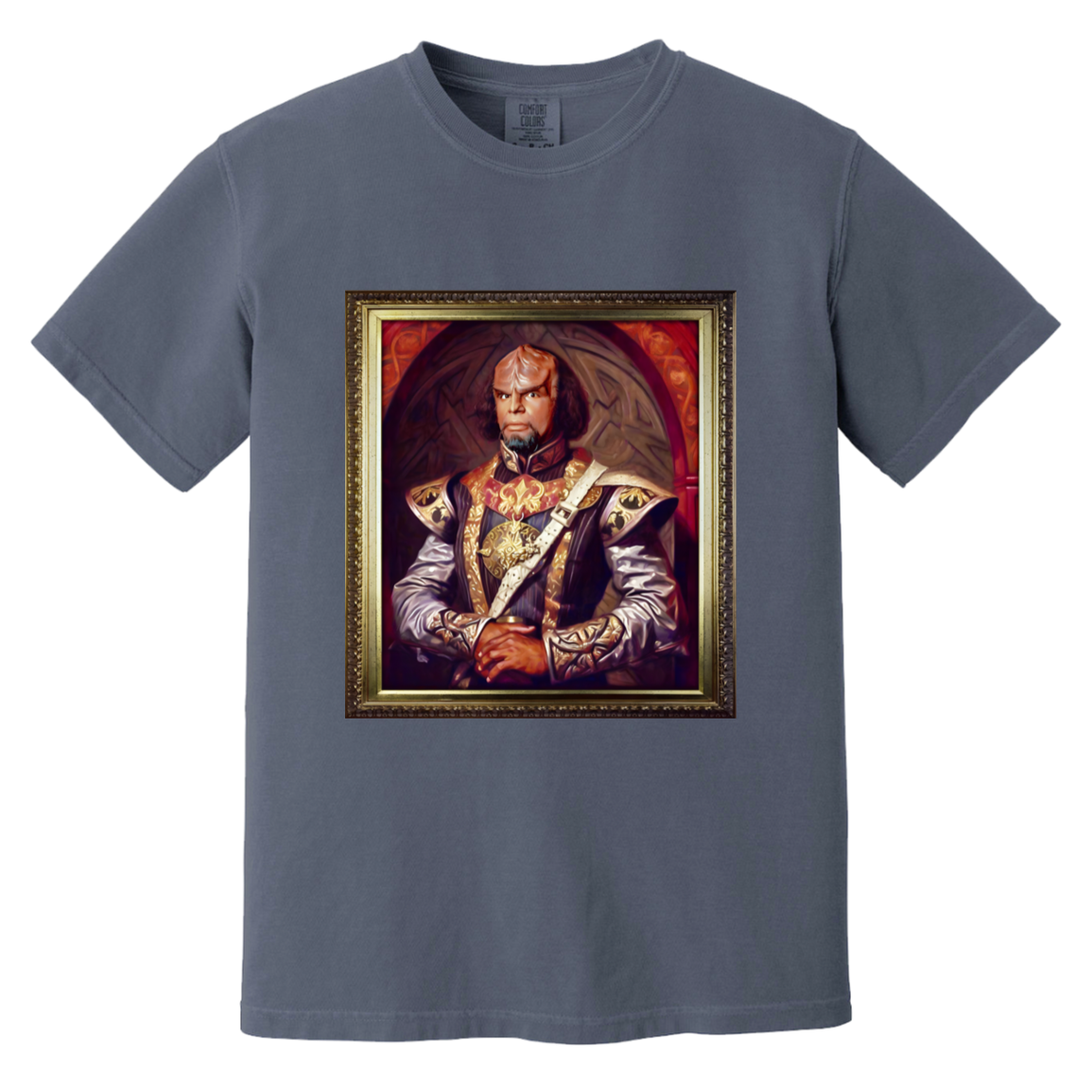 Renaissance Worf — Denim Comfort Colors1717, actual CustomCat print placement