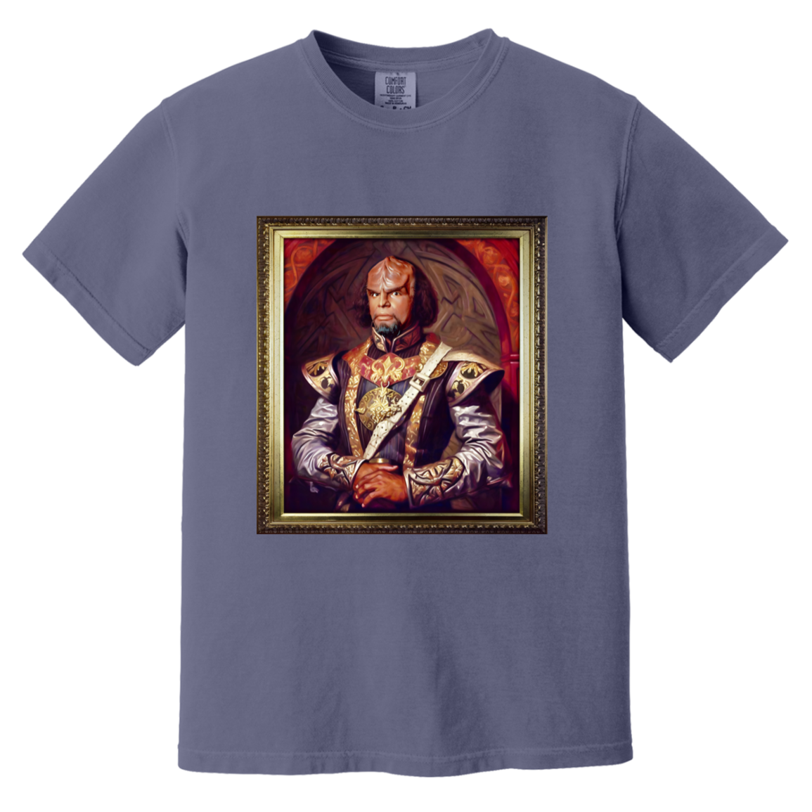 Renaissance Worf — Grape Juice Comfort Colors1717, actual CustomCat print placement