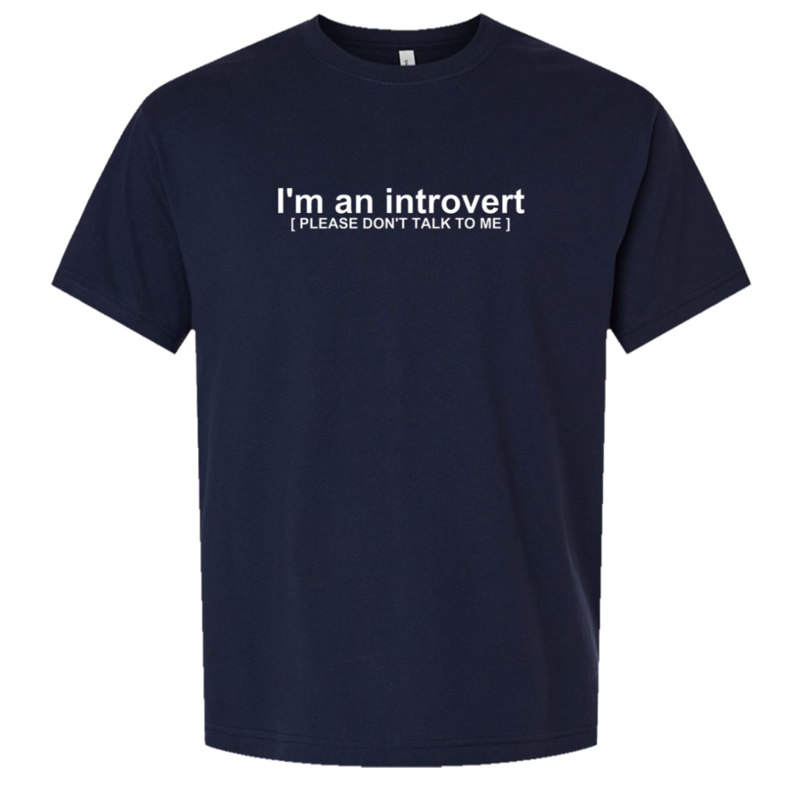 Introvert; Please Don’t Talk To Me - Oversized Tee — Navy, actual CustomCat production placement