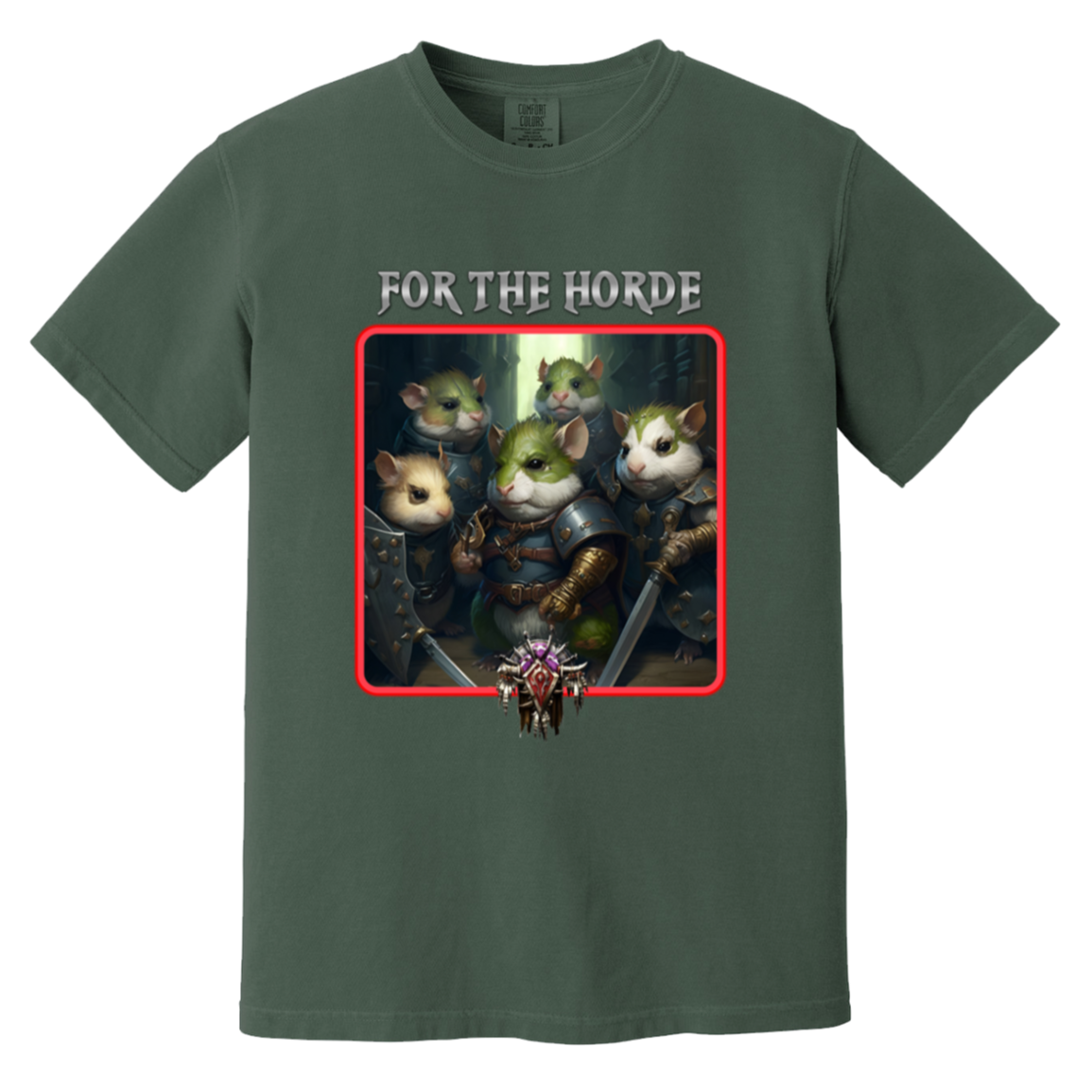 The Horde — Blue Spruce Comfort Colors1717, actual CustomCat print placement