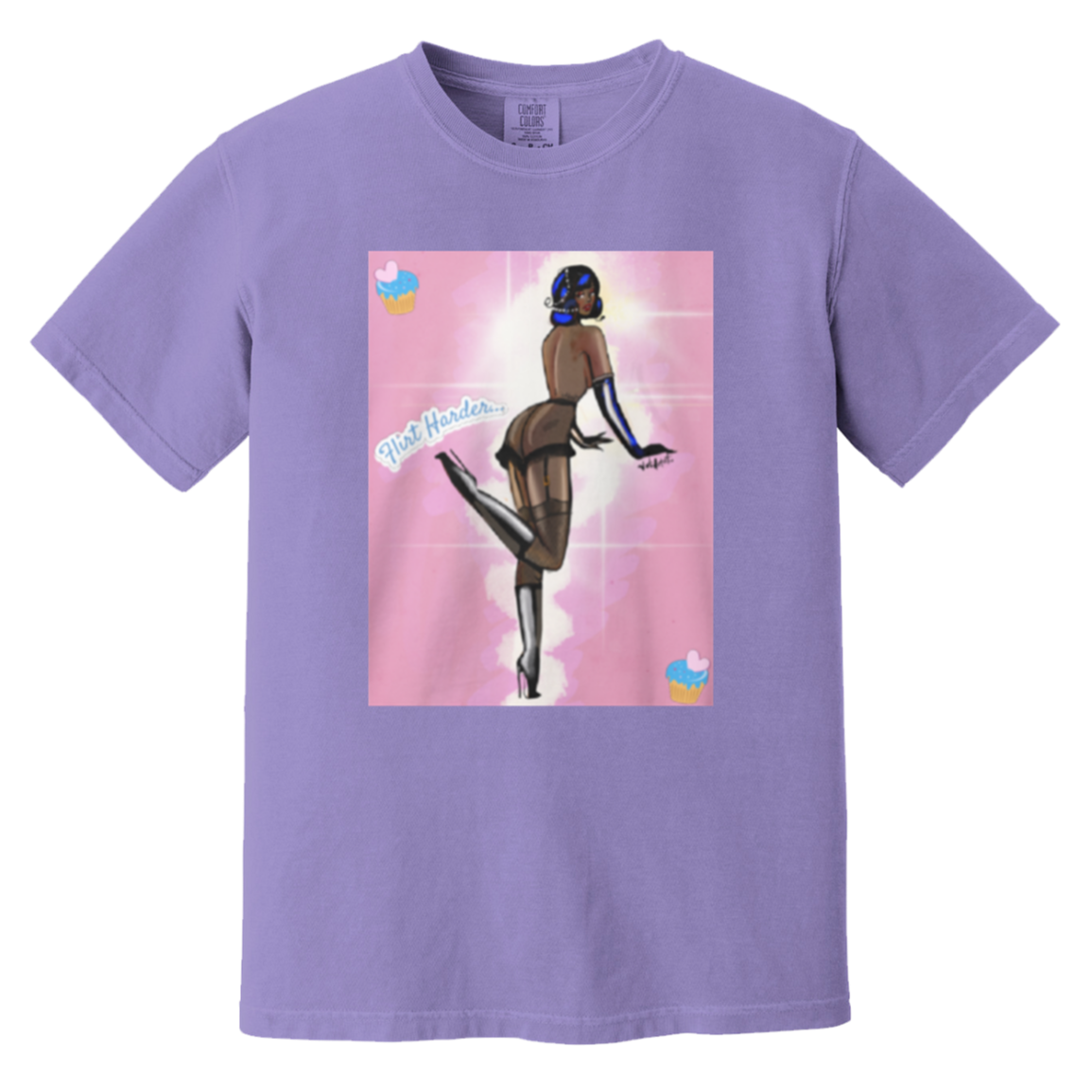 Flirt Harder! - Comfort Colors 1717 - Violet - exact saved CustomCat production render