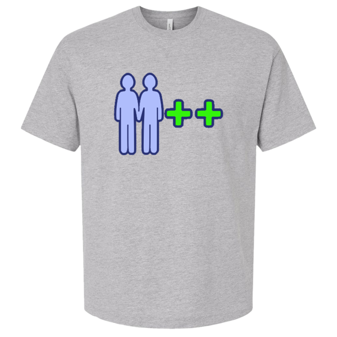 friends in Athletic Heather — supplier render of corrected print placement