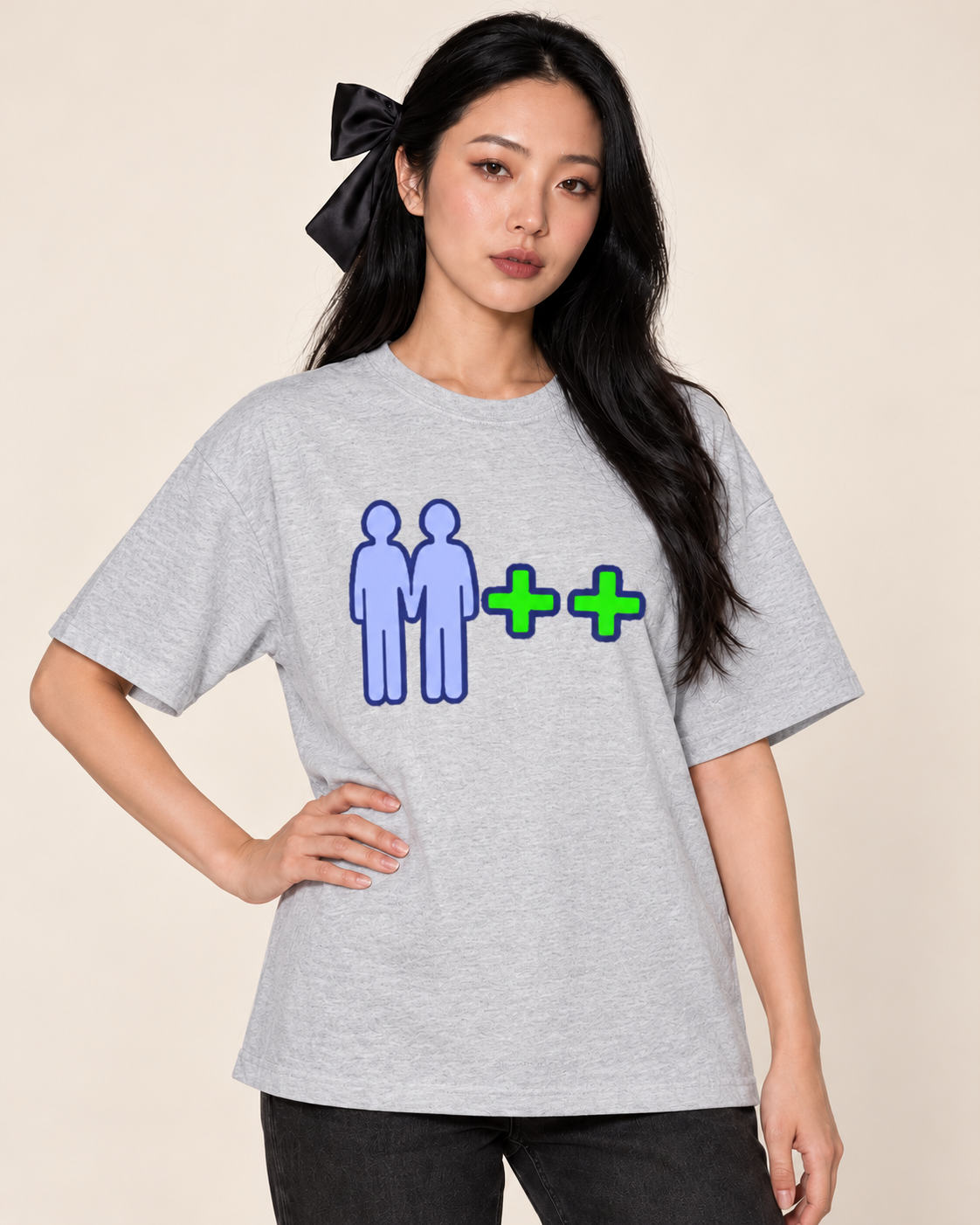 friends in Athletic Heather — existing Treattees model, close studio styling preview