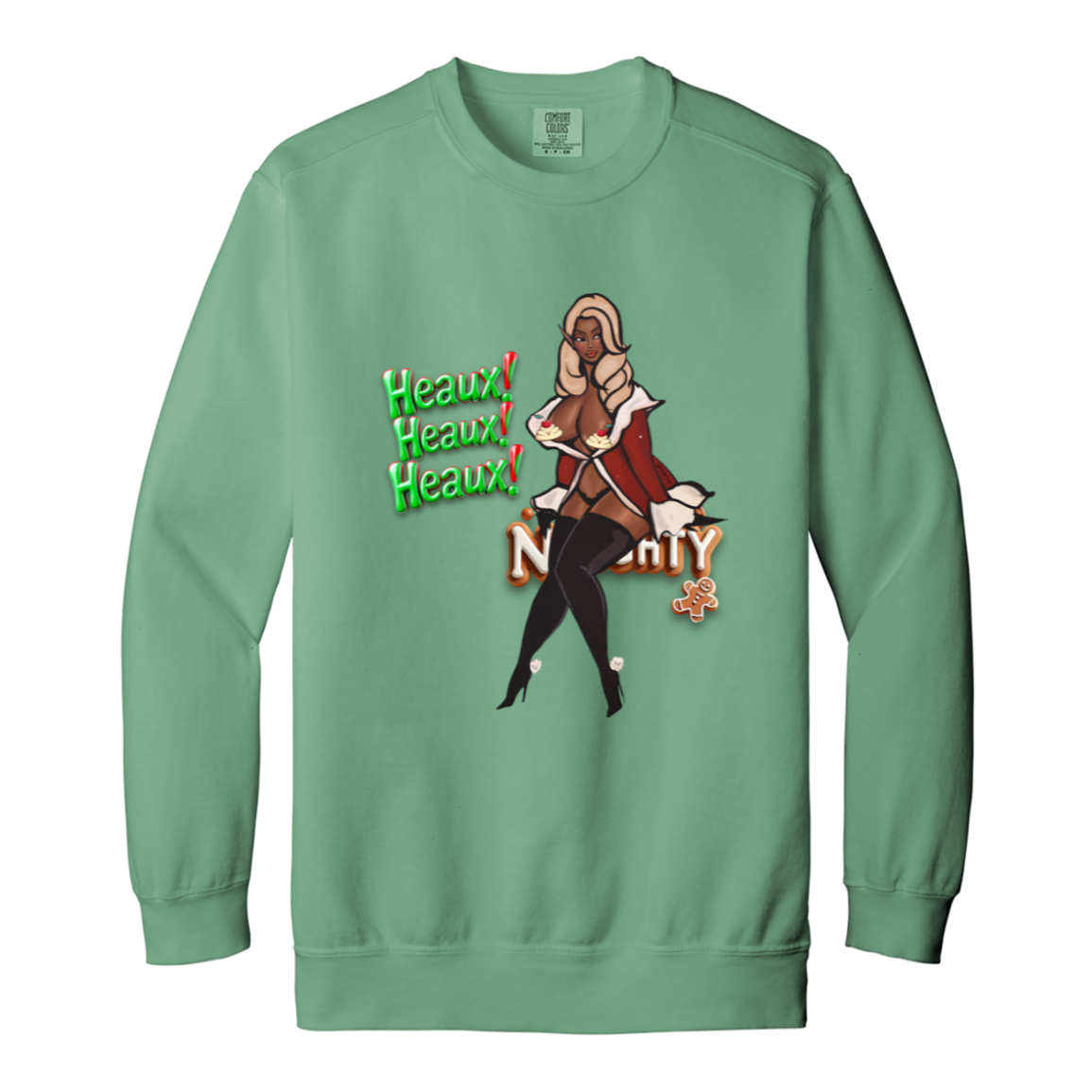 Heaux! Heaux! Heaux! - Comfort Colors 1566 - Light Green - exact saved CustomCat production render
