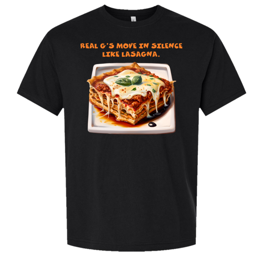 Real G's Move In Silence Like Lasagna — Bella + Canvas 3010 oversized tee black