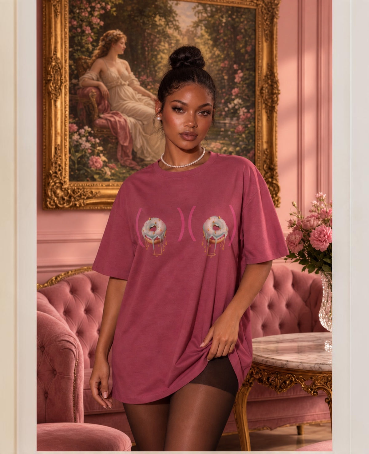 Lick the Frost-tee sleep shirt, full model view