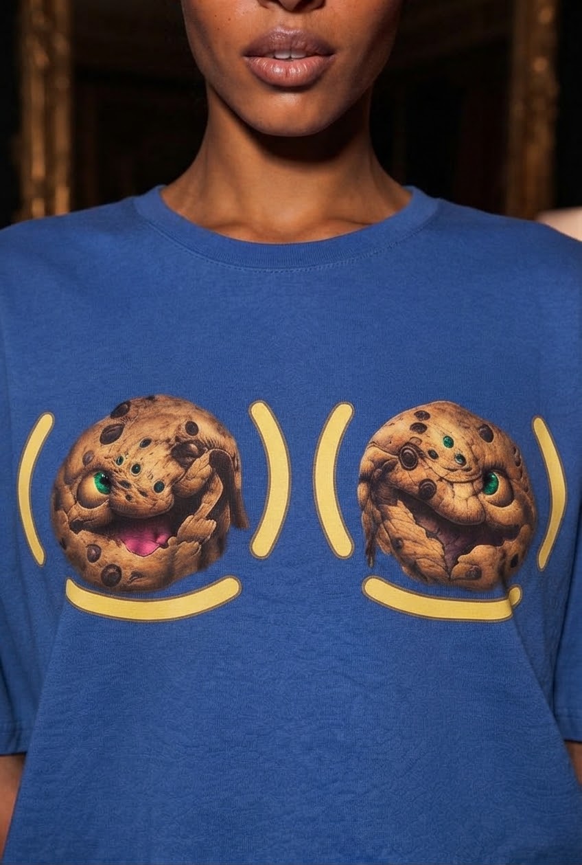 Monster Treats sleep shirt in True Royal blue, second close-up
