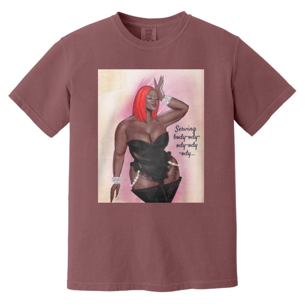 Serving body-ody-ody! - Comfort Colors 1717 - Berry - exact saved CustomCat production render