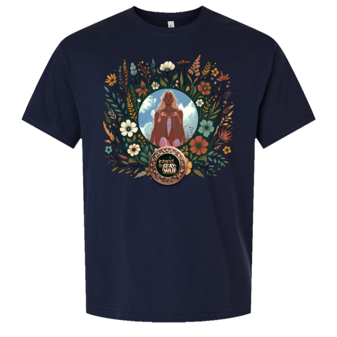 I Intend To Stay Wild oversized tee in Navy